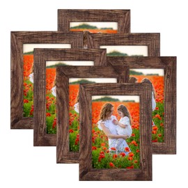 PETAFLOP 4x6 Picture Frame Set of 7, Rustic Frames Display 4 by 6 Inch Photo for Wall or Tabletop