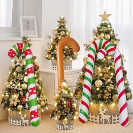 Nenluny 5pcs Christmas Inflatable Candy Cane Novelty 90cm Giant Blow Up Candy Sticks for Xmas Tree Hanging Ornaments Christmas Party Decorations