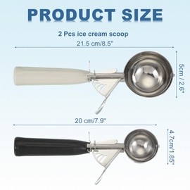 uxcell 2pcs Stainless Steel Ice Cream Scoop with Trigger, Cookie Scoop Set Kitchen Utensil for Ice Cream Cupcake Dough Black/Beige