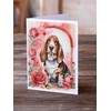 Caroline's Treasures DAC4349GCA7P Basset Hound Valentine Roses Greeting Cards Pack