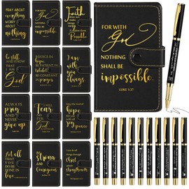 Spakon 12 Sets Christian Gifts Bulk for Men Leather Bible Study Notebook Bible Verse Ballpoint Pen Prayer Journal Religious Scripture Notepad for Men Women Church Pastors Sunday School