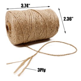 Leecogo - Cuerda de yute de 328 pies, 2 mm, 3 capas, resistente para manualidades, tarros de albañil, decoraciones rústicas, jardinería, materiales de embalaje industriales