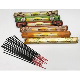 Assortment Mix Aromatic Incense Sticks, Aromatherapy with Natural Frankincense, Pack of 6 Packages of 20 Units, Long Lasting Delicate Aroma