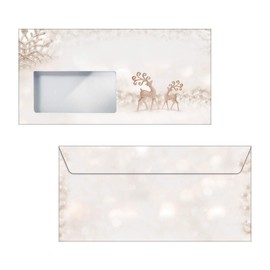 SIGEL DU228 Envelopes Christmas | in Atmospheric Design with Reindeer | DIN Long | Pack of 50 | "Brilliant Deer"