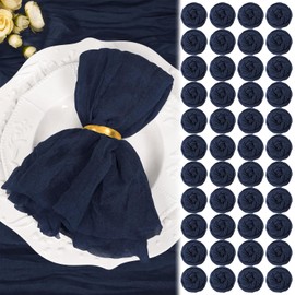 Paquete de 60 servilletas de gasa rústica de 20 x 20 pulgadas, color azul marino, servilletas de tela de queso, bohemias, lavables, para bodas, fiestas, fiestas de novia, baby shower, decoración de