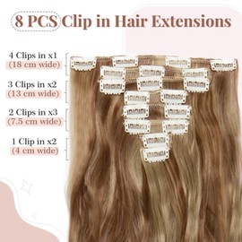 Tess Clip-In Extensions, Like Real Hairpieces, 8 Wefts, 18 Clips, Wavy Hairpieces