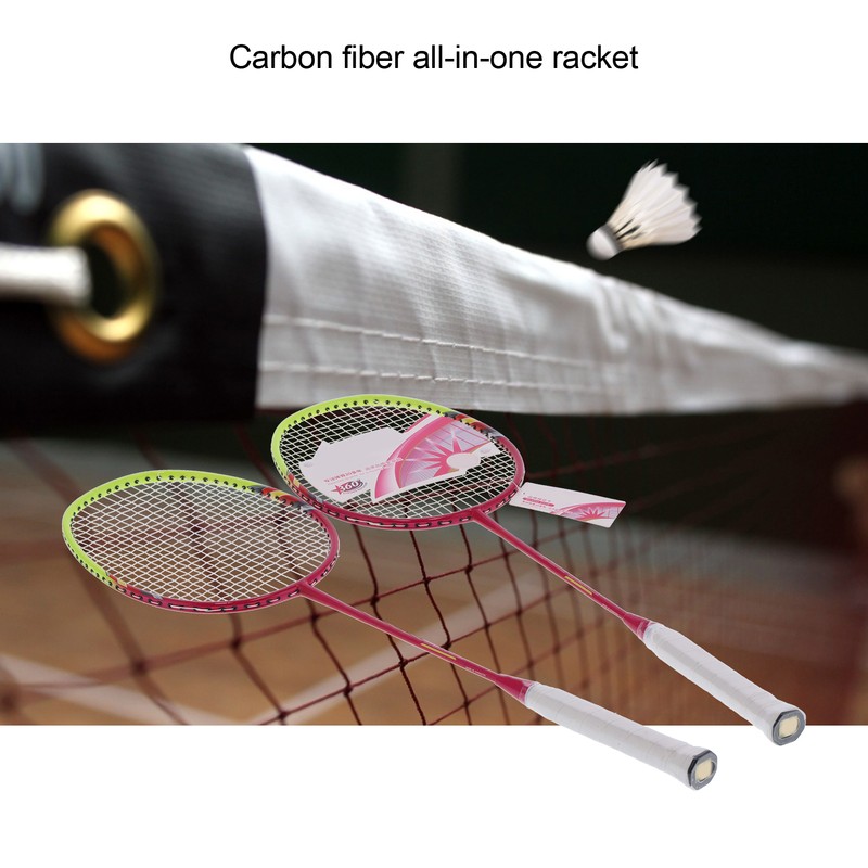 2 Player Badminton Racquets Adults Lightweight Carbon Fiber Rackets with