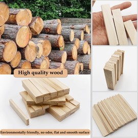WANYIG Wooden Blocks for Crafts, Wooden Sticks for Crafts, Craft Wood Blocks, Wooden Strips, Craft Wood, Natural 10 x 2 x 0.7 cm for DIY Crafts, Decoration, Building, Fancy Dress (30)