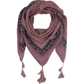 fashionchimp Women's Scarf with Decorative Tassels and Pattern Mix Embroidery Fringe Scarf Triangle Scarf, Pink Ornaments