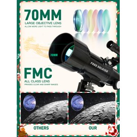 Telescopes for Adults High Powered, 700x90mm AZ Astronomical Professional Refractor Telescope for Beginners Astronomy with Advanced Eyepieces, Cool Astronomy for Christmas, Black