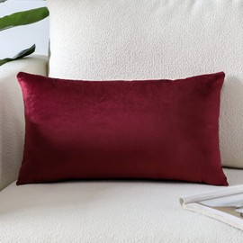 Artscope Luxury Velvet Pillow Covers Super Soft Decorative Square Throw Pillow Covers Case Cushion Covers for Sofa Couch Bedroom Car Decor 12x20 Inch Wine Red