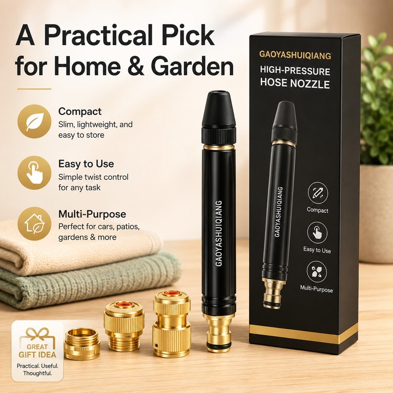 Metal Garden Hose Nozzle with Adjustable Jet-to-Mist Spray for Car