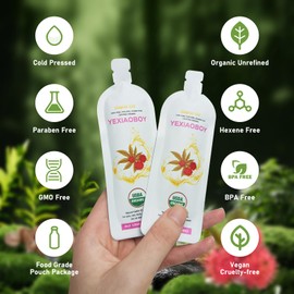 Castor Oil Pack Wrap 11.02 * 6.29in Large Self-Adhesive with 4Oz Organic Castor Oil Cold Pressed USDA Certified