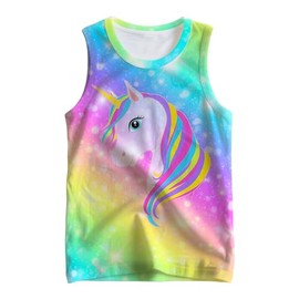 Losturban Kids Rainbow Unicorn Tie Dye Tank Tops Shirt for 5-6 Years Boys Girls Sleeveless Undershirt Hippies Youth Shirts Outfit Tee Shirts Clothes
