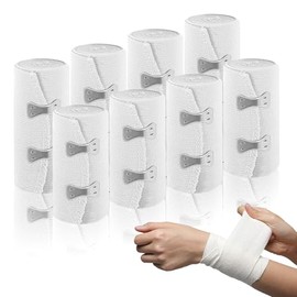 Elastic Bandage 8 Rolls Elastic Bandage Reusable Elastic Bandage with Metal Clips Bandage Fixation Bandage for Wrists Ankle Knee (7.5/10 cm)