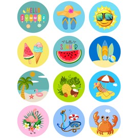 Lucleag 360PCS Hello Summer Stickers for Kids, Cute Hello Summer Beach Watermelon Ice Cream Pineapple Stickers for Hawaii Tropical Luau Party Decoration Candy Greeting Card Envelope Seals
