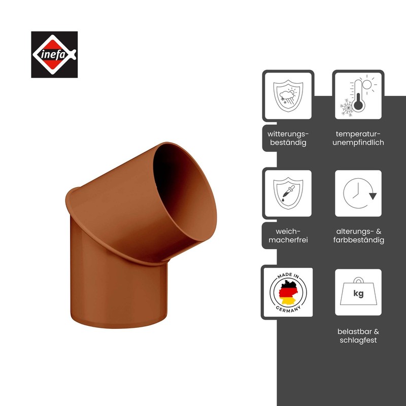 INEFA Rain Pipe Elbow 60 Degrees for Downpipe, PVC DN85