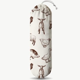 Animals Plastic Bag Holder, Reusable Hanging Grocery Bags Organizer, Wall Mount Plastic Bags Organizer Dispenser for Kitchens, Grocery Stores, Camping Trips, Kitchen Pattern Garbage Bag 50