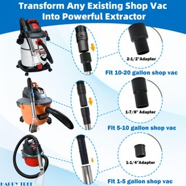 Happy Tree Universal Fit All Existing Shop Vacs with 2-1/2" &1-7/8" &1-1/4" Adapter Wet Extraction Accessory for Upholstery & Carpet Cleaning & Auto Detailing Shop Vac Extractor Attachment Hose Kit