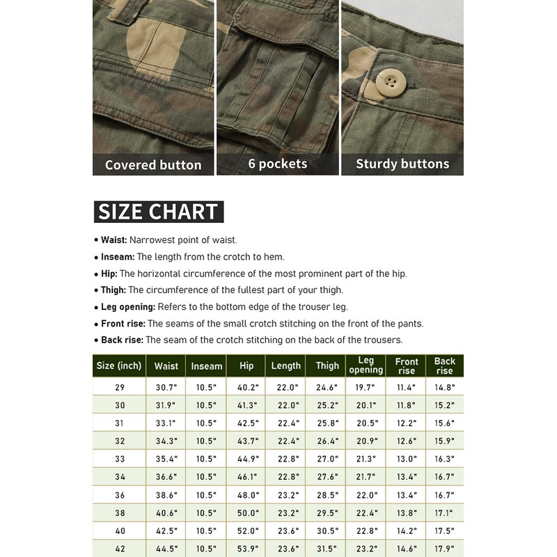 GSGGIG Mens Cargo Shorts Relaxed Fit Camo Casual Shorts Multi-Pocket