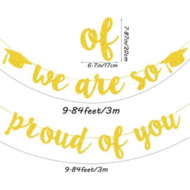 2025 Graduation Banners Party Decorations, Gold Glitter We are So Proud of You Graduation Banners Garland for Congratulation Graduation Party Supplies, School, Home, Car Decorations