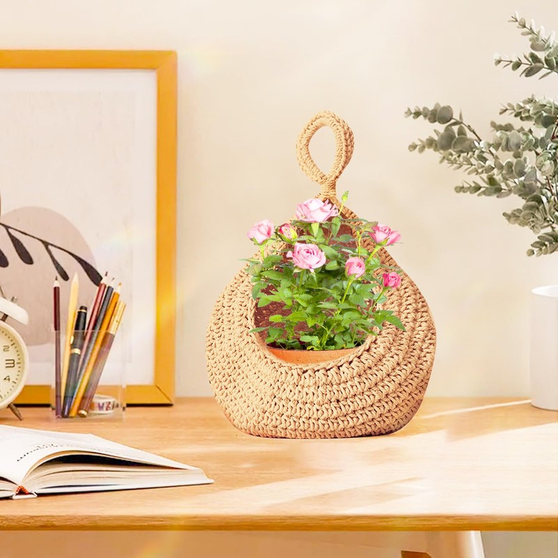 Pack of 2 Hanging Fruit Baskets, Braided Hanging Basket Kitchen