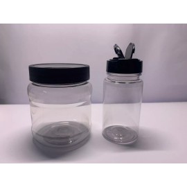 Meliars Envase Pet 250ml Redondo R63 + Especiero 110ml Tapa Negra