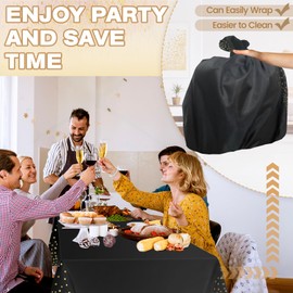 Milifox Tablecloths 4 Pack Rectangle Disposable Plastic Table Cloth Black Gold Dot Cover for Birthday Wedding Anniversary Graduation Holiday Party Decorations (4 Pack Black and Gold Dot)