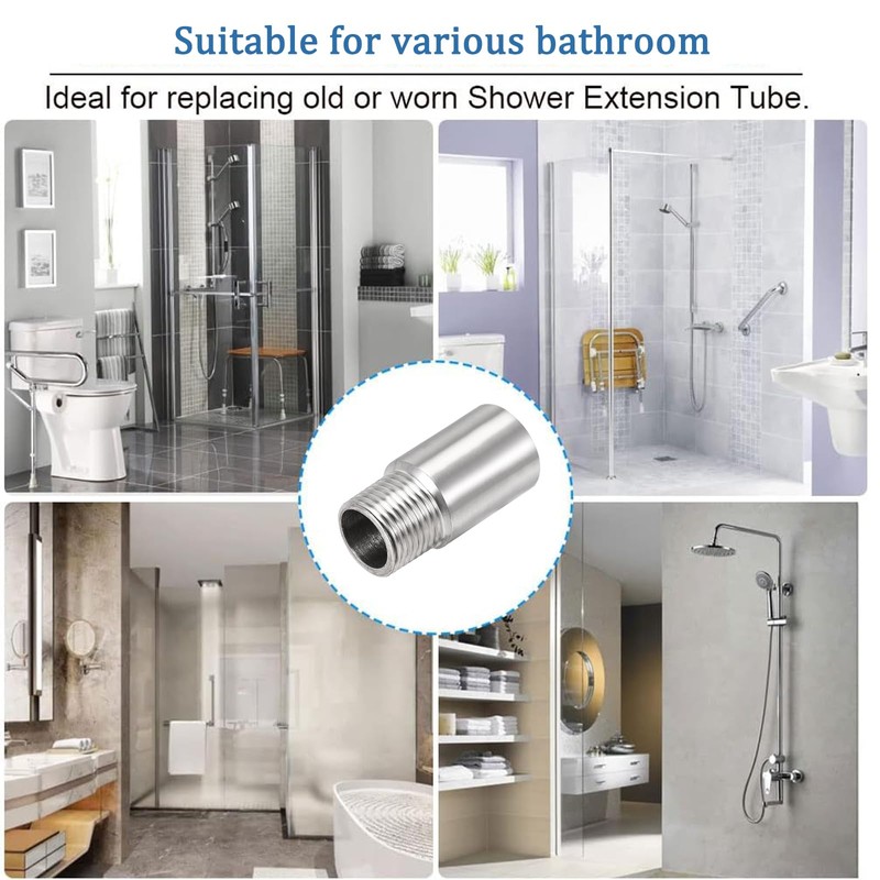 TOP-VIGOR 2Pcs Shower Head Extension Arm, 15mm Shower Arm Extender,