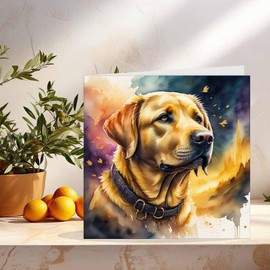 Labrador dog Birthday Card Golden Labrador Watercolour Greeting Card 145 x 145mm