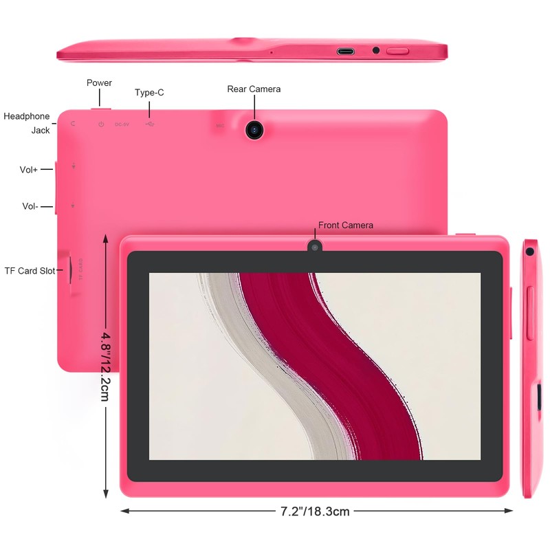 Haehne Tablet 7 Inch Android Tablet Dual Cameras Wi-Fi Bluetooth