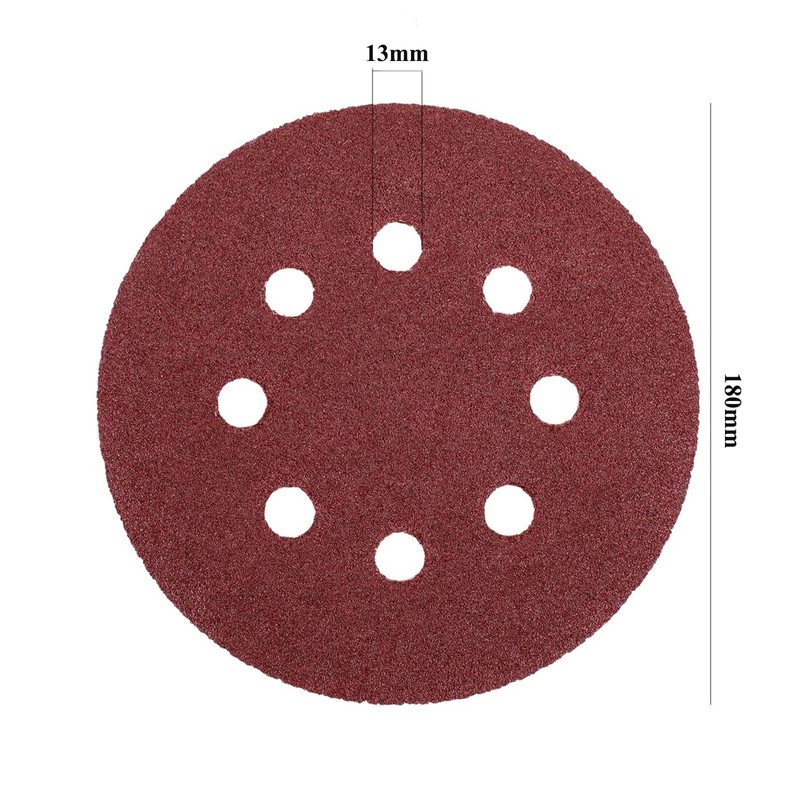 Secwell Pack of 20 Sandpaper 180 mm Velcro Sanding Discs