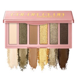 SUSIKEKI Paleta de Maquillaje de 6 Colores Mini Sombra de Ojos Desnuda Color Oliva Tono Neutro Sombra de Ojos Mate y Brillo Paleta de Maquillaje Nude 
