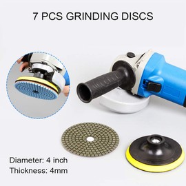 Yosoo Discos De Pulido, 7 Piezas De Pastillas De Freno De Pulido De Diamante HúMedo Disco De Pulido De Rueda Para Pulido De HormigóN De Piedra De MáRmol De Granito Pulido (10cm)