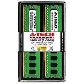 A-Tech 64GB Kit (2x32GB) DDR4 2933MHz PC4-23400 ECC RDIMM 2Rx8 1.2V Dual Rank ECC Registered DIMM 288-Pin Server & Workstation RAM Memory Upgrade Modules (A-Tech Enterprise Series)