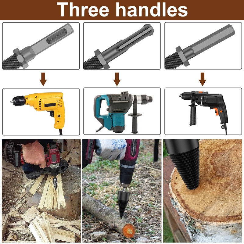 Firewood Log Splitter, 2pcs Easy Split Drill Bit Wood Splitter