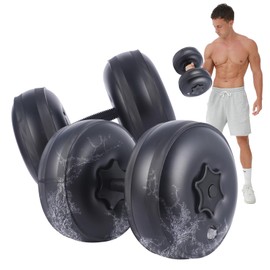 DEIRIS Water Dumbbells Set 10~35kg Adjustable Gym Fitness Home Dumbbells 2 in 1 Water Filled Dumbbells Travel Dumbbells Portable Safe Water Free Weights Dumbbell (Black 8~10KG pair)