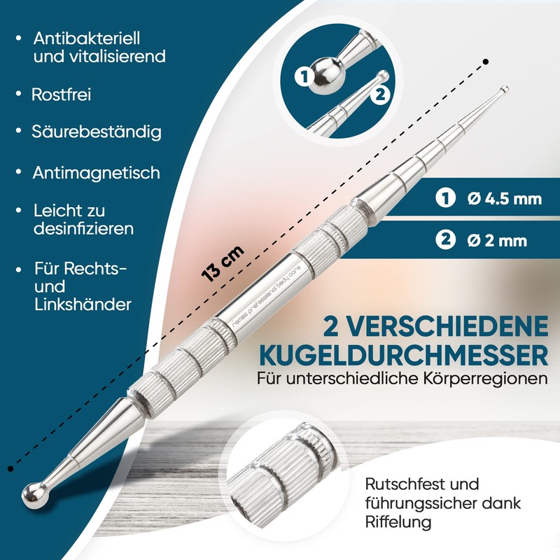 Remos acupressure pen 13 cm Stainless Steel 2/4.5 mm Diameter Small/Large Ball