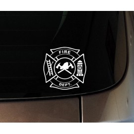 Atlanta Vinyl Vinyl Decal Fire Department maltese cross firefighter sticker Multiple Colors - White