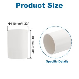 PATIKIL 4.3 Inch Round Plastic Duct Pipe Connector 4 Inch Long Duct Exhaust HVAC Ventilation Tube Ducting Extension for Dryer Vent Connection Extraction Heating Cooling Pipe Lines