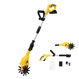 YIYIONCE Hand-held Cordless Tiller 250Rpm Electric Cultivator 20V Lithium Battery-powered Rototiller 6.7In Depth & 4In Width Tiller for Garden Portable Tiller for Turn Soil Open Furrows Weed Use| US S