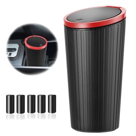Car Rubbish Bin with Lid, Small Car Rubbish Bin Interior, Waterproof & Odour-Inhibiting, with 5 Rolls of Bin Bags, Practical Mini Bin for Cars, Home, Office, Bedroom