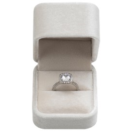 Giftop Velvet Single Ring Box Case Holder for Engagement Proposal Birthday Wedding,Jewelry Ring Box Jewelry Packaging Box (Beige)