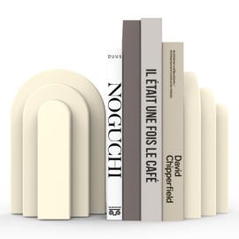 Wegaso Heavy Duty Concrete Bookends for Shelves - Vintage Decorative Bookends for Heavy Books, Reinforced Modern Design, Durable Heavy Bookends for Living Room & Study(2-Pack)