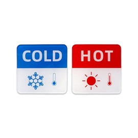 Hot Cold Water Sign Self-adhesive Cold Hot Stickers, 1.42 Inch Acrylic Label Child-friendly Guest - friendly Cold Hot Signs for Bathroom Washroom Hotel Home (2 Pack/1Pair, Square snowflake symbol)