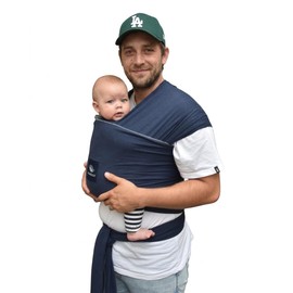manduca Sling, Elastic Baby Sling for Newborns from 3.5 kg and Babies up to 15 kg, Sturdy Sling Made of Soft Jersey Knitted Fabric Made from 100% Cotton (Organic), One Size, Colour: Navy
