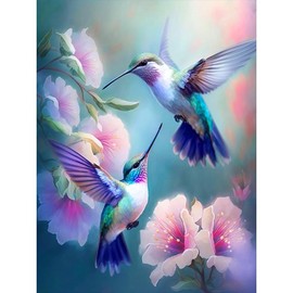 Hummingbird Diamond Painting Kits for Adults - DIY Birds Diamond Art Kits for Adults, Diamond Dots 5D Paint with Diamonds Pictures Gem Art Kits Crafts Kits for Adults for Home Wall Decor 12x16inch