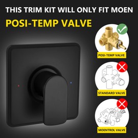 Shower Trim Kit, Compatible with Moen Posi-Temp Valve, Matte Black