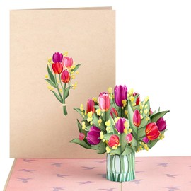 Lovepop Everyday Pop-Up Card for Her and Him - 3D Spring Greeting Cards for Boys, Girls, Men, Women - Cheerful Tulips - 5" x 7" Flower Card - Blank Note Card & Envelope Included