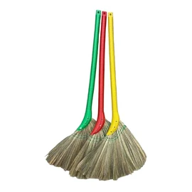 Choi Bong Co Vietnam Hand Made Straw Soft Broom with Colored Handle 12" Head Width, 40" Overall Length -1pc